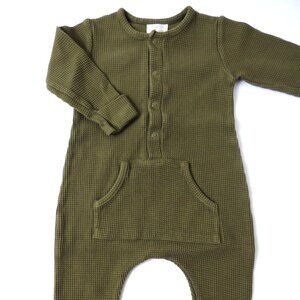 The Simple Folk Olive Green Waffle Jumpsuit, Size 6-9 Months